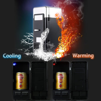 Mini USB Refrigerator Fridge Beverage Drink Cans Cooler Warmer Red Blue LED Light