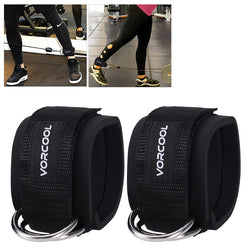 VORCOOL 2pcs Sport Ankle Straps Padded D-ring Ankle Cuffs for Gym Workouts Cable Machines Leg Exercises with Carry Bag (Black)